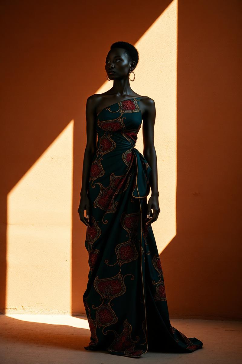 Robe éditoriale en Kente sculpté